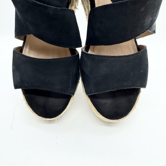 Soul Naturalizer Oshay Black Leather Espadrille Strappy Wedge Heel Sandal Size 6 - Picture 8 of 14